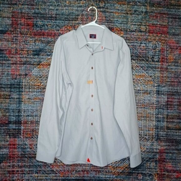UNTUCKit mens solid gray woven Wrinkle Free button down shirt 2XLT TALL EUC - Picture 1 of 7